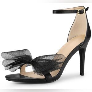 Perphy brand Black and Cream Stiletto Heels with Transparent Design